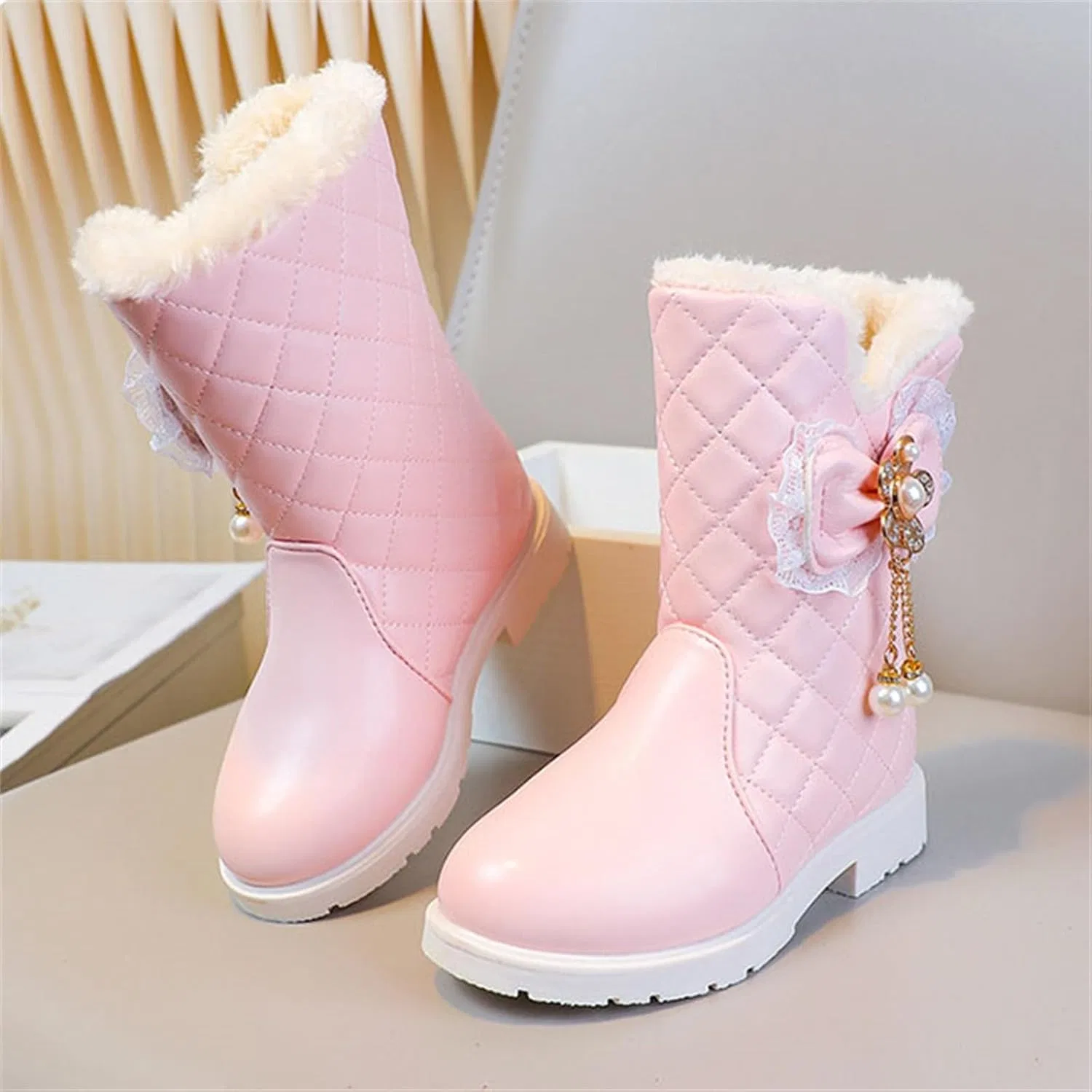 Детские сапоги для девочек с бантом SHOPESSA, Pink — фото 2