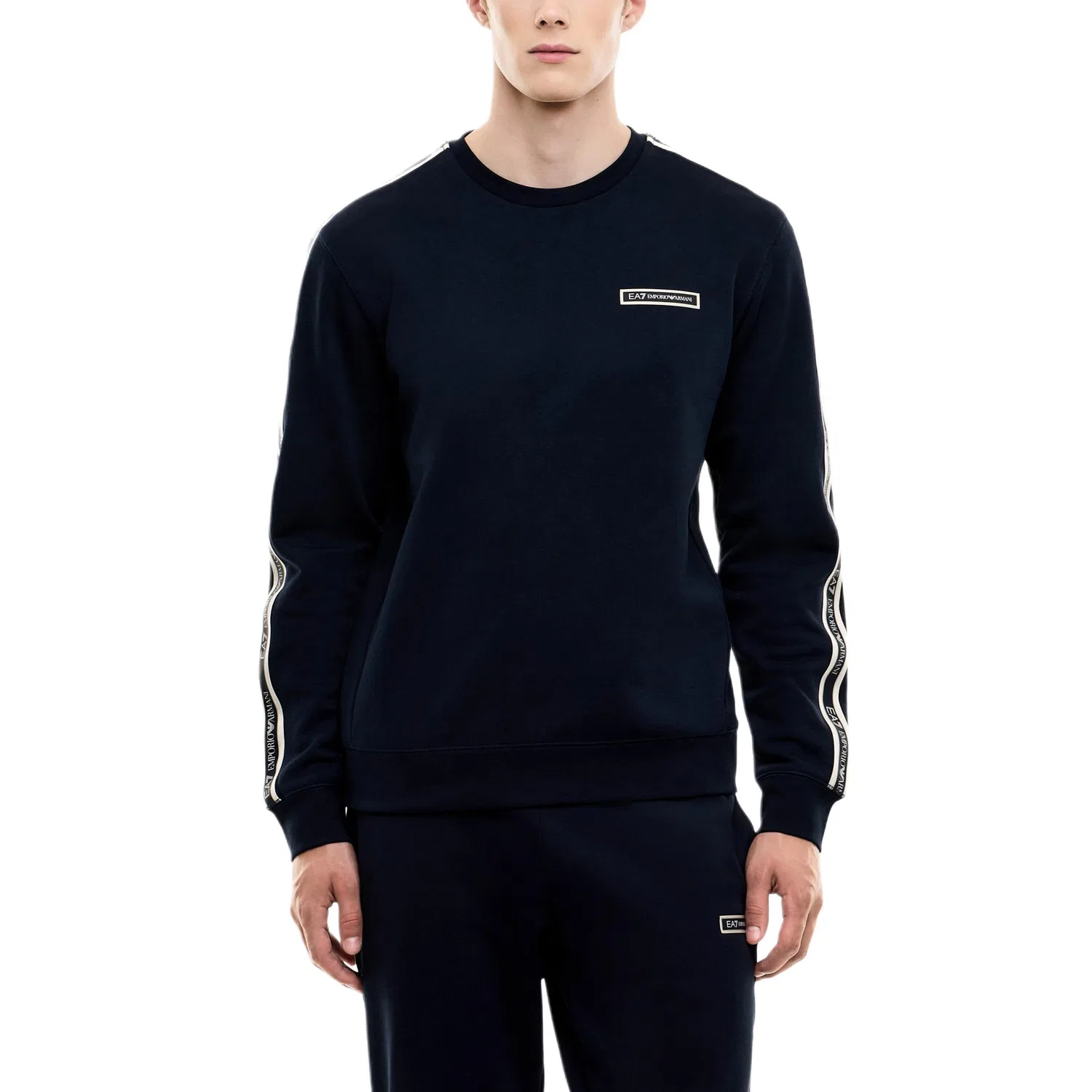 Мужской свитшот с круглым вырезом, свободный крой, Marine Blue, EMPORIO ARMANI — фото 4