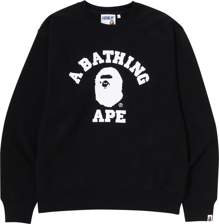 

Толстовка BAPE College Relaxed Fit Crewneck 'Black', черный