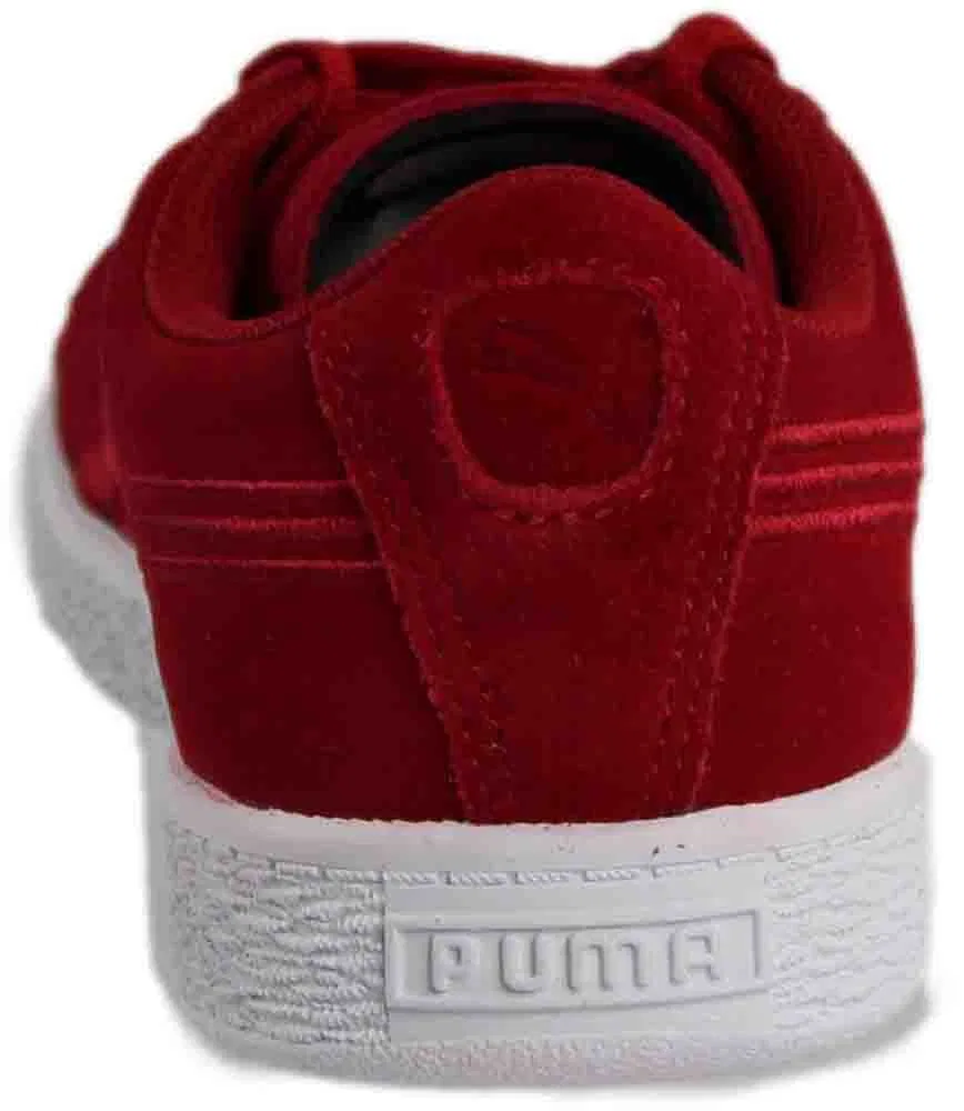 Детские кроссовки для мальчиков кожаные Suede Classic Badge PUMA, Barbados Barbed Cherry — фото 3
