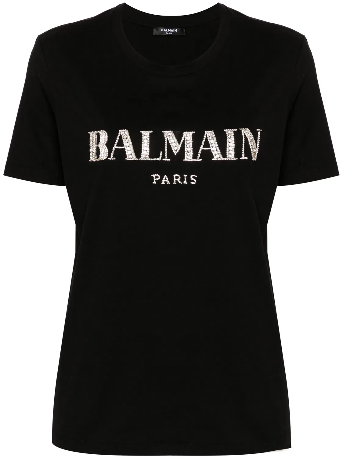 Футболка с кристаллической отделкой Balmain, черный