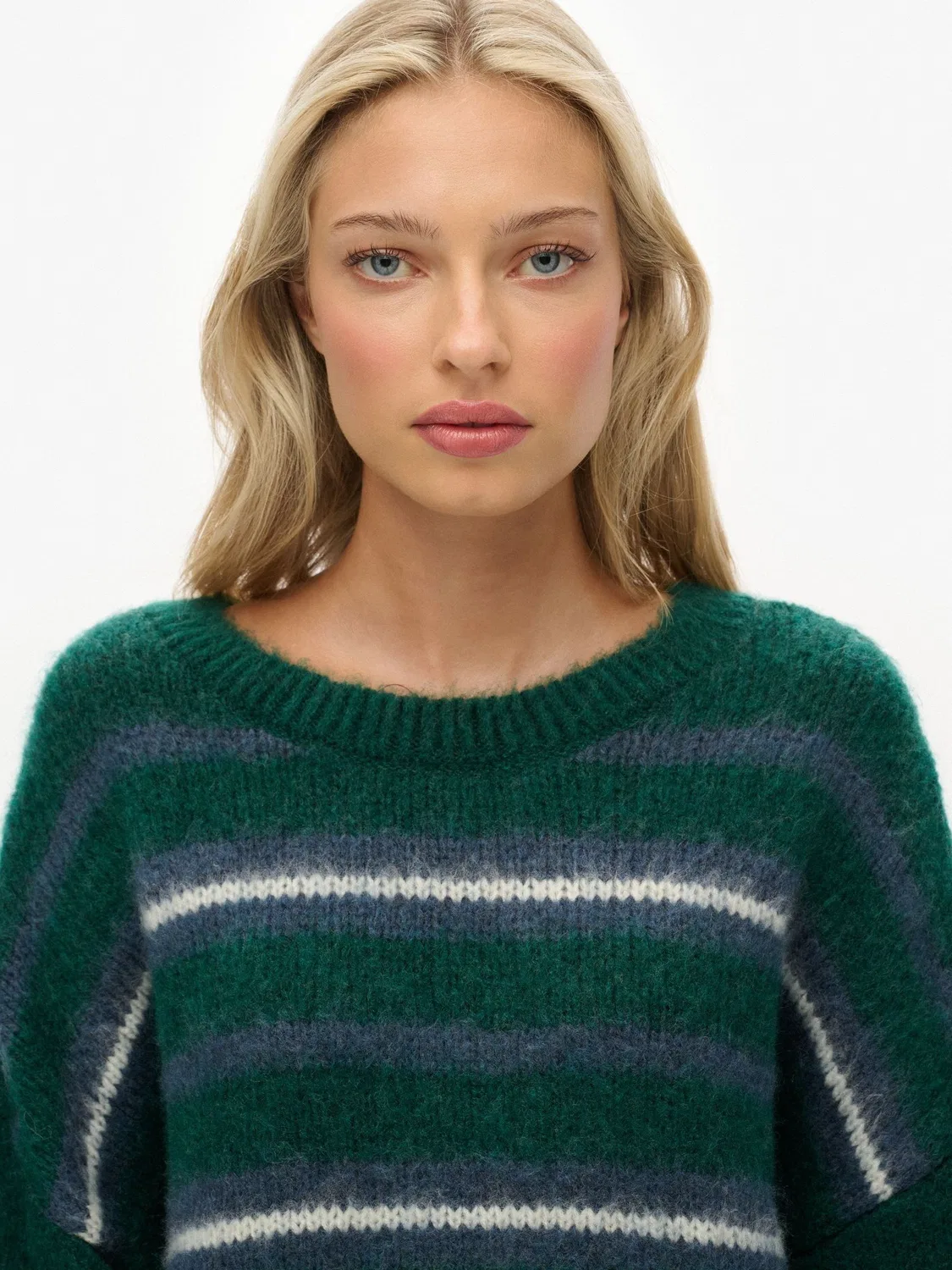 Джемпер свободного кроя с полосатым узором Slouchy Brushed Stripe Knit Superdry, зеленый — фото 3
