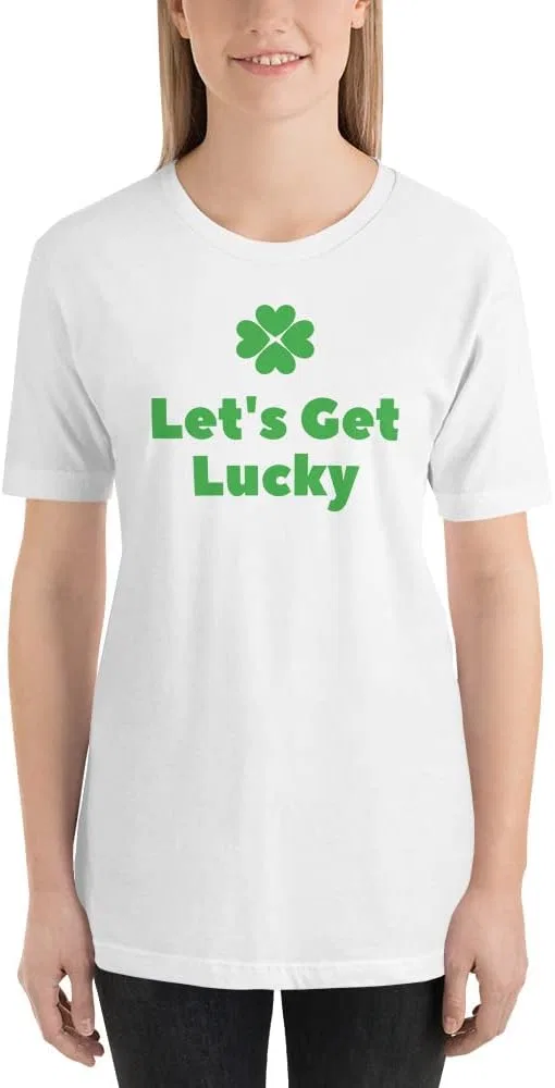 Мужская футболка с принтом Let's Get Lucky, White