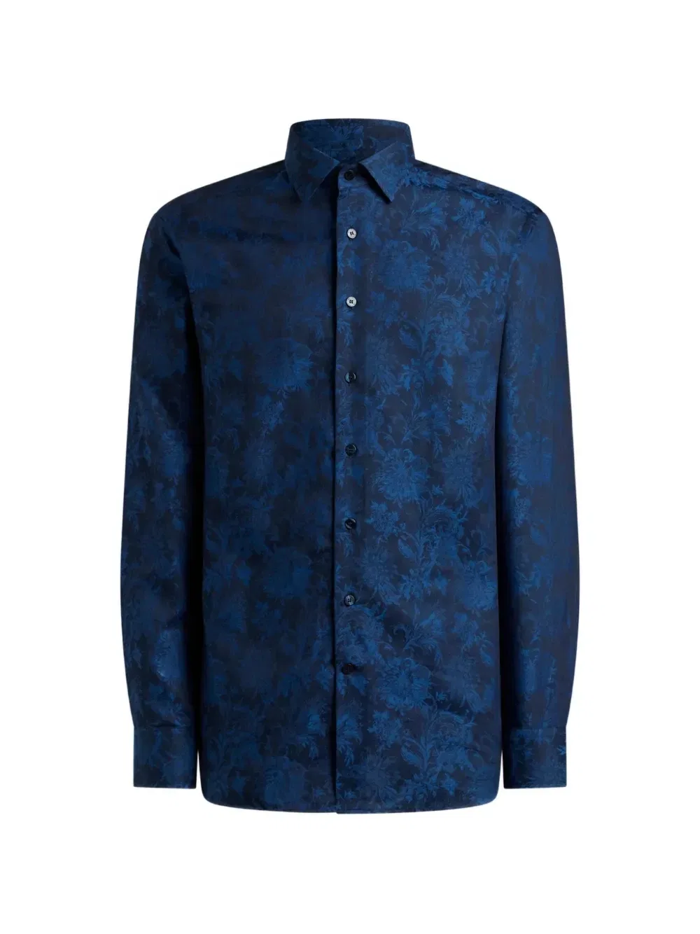 Рубашка из жаккардового хлопка Floral Etro, синий