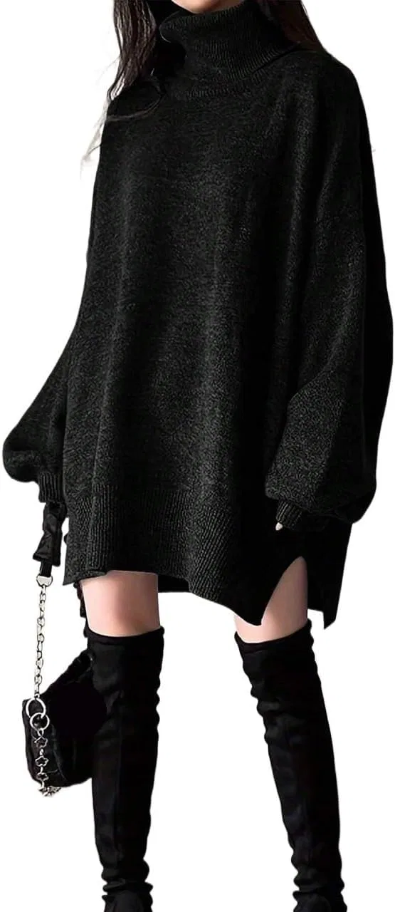 Женское короткое вязаное платье с асимметричным вырезом, Black