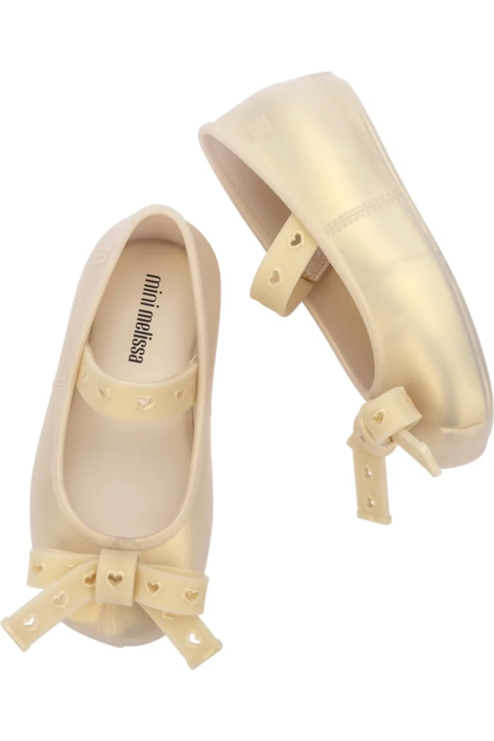 Детские туфли Мэри Джейн с бантом и сердечками Mini Sophie Crush Mini Melissa, Pearly Beige — фото 4