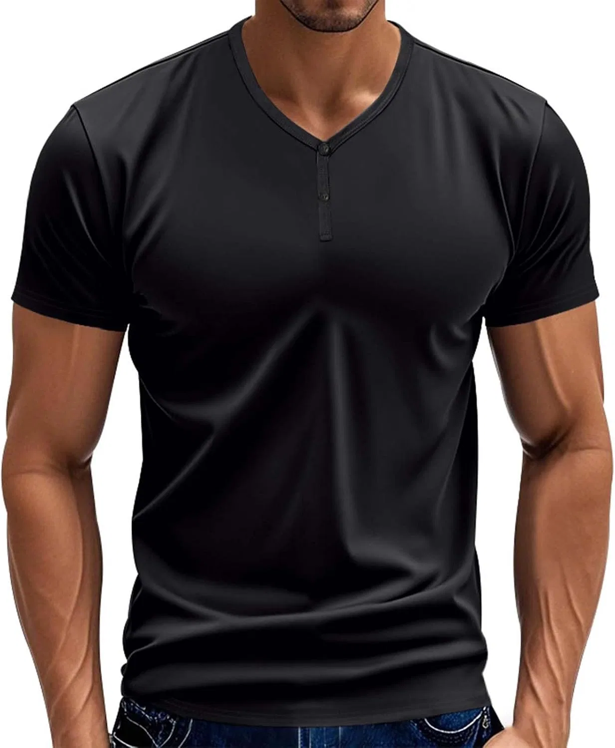 Мужская футболка с V-образным вырезом Muscle T Shirt, Black