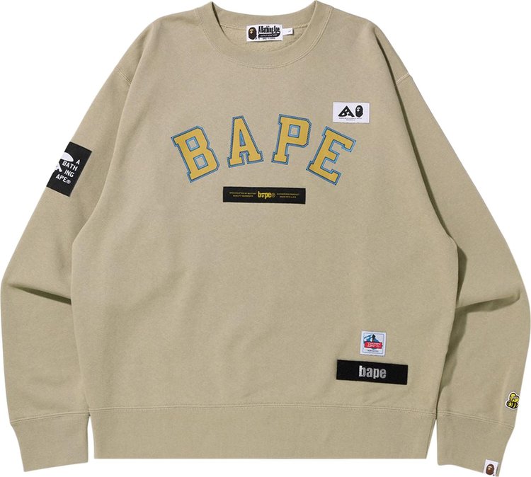 Толстовка BAPE Multi Label Relaxed Fit Crewneck 'Beige', кремовый - фото