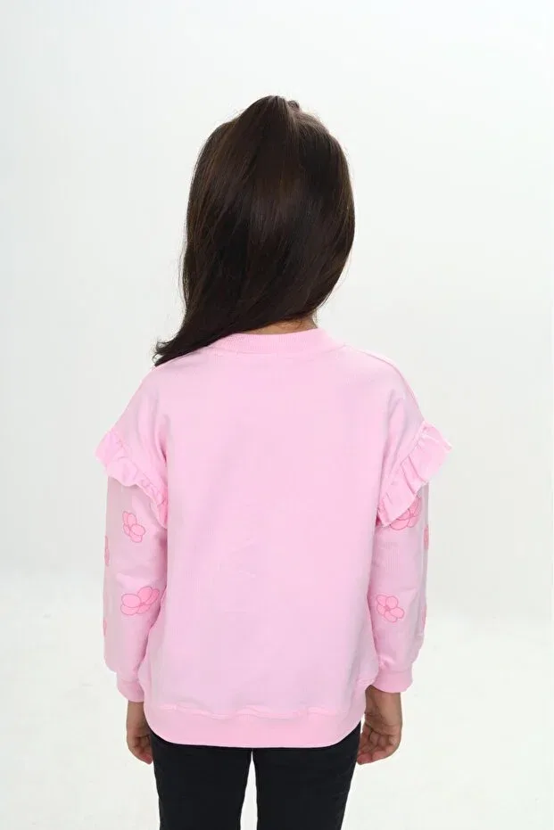 Детские свитшот для девочек с принтом Fantasy Floral Printed Toontoy, Light Pink — фото 4