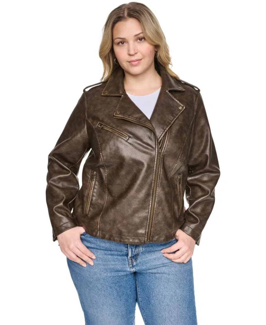 Куртка мотокуртка из искусственной кожи с асимметричной молнией Levi's, Brown