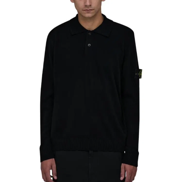 Мужское поло с воротником Black Stone Island, Black