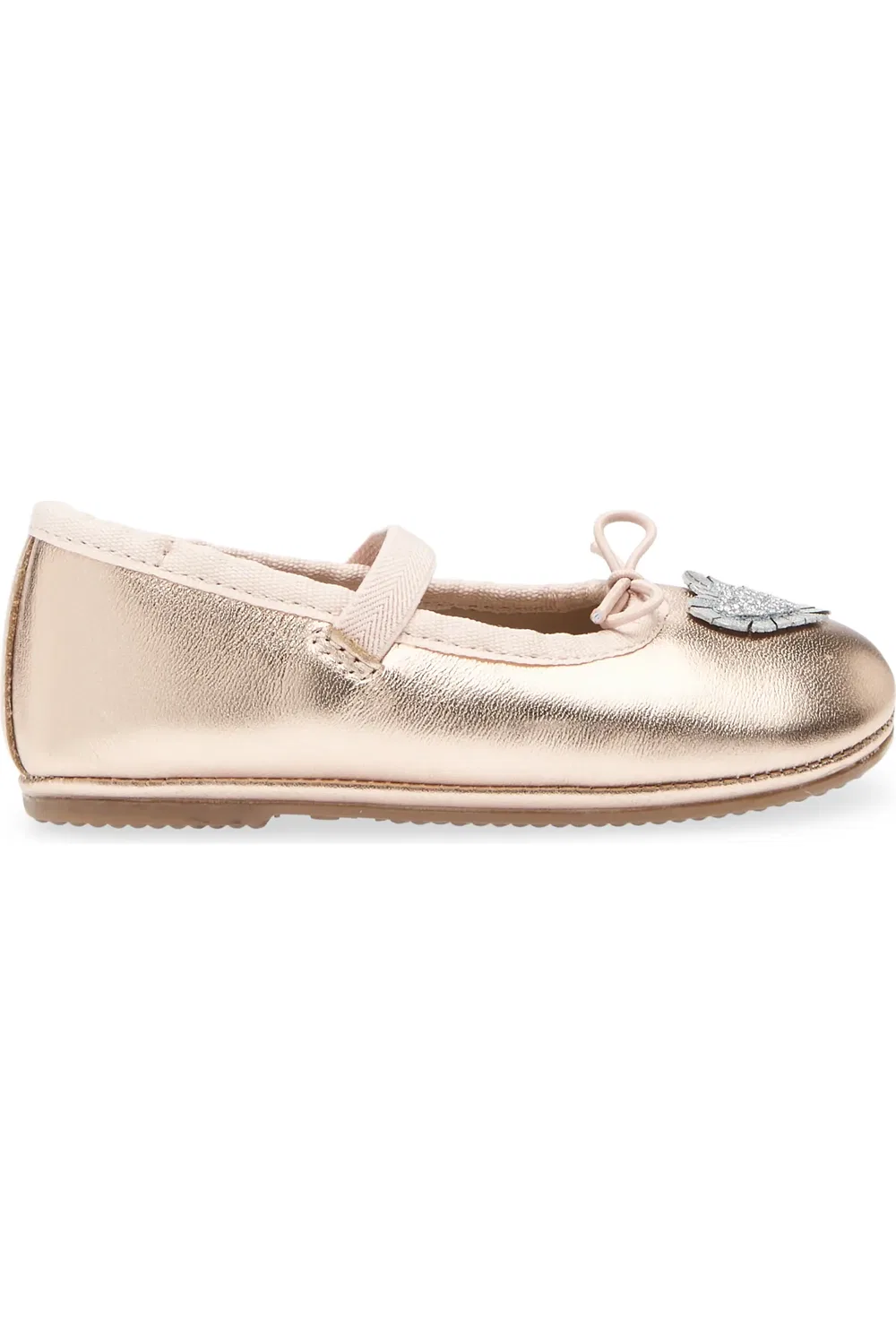 Детские туфли балетки с блестящим сердцем Mary Jane OLD SOLES, Copper/Glam Argent/Silver — фото 3