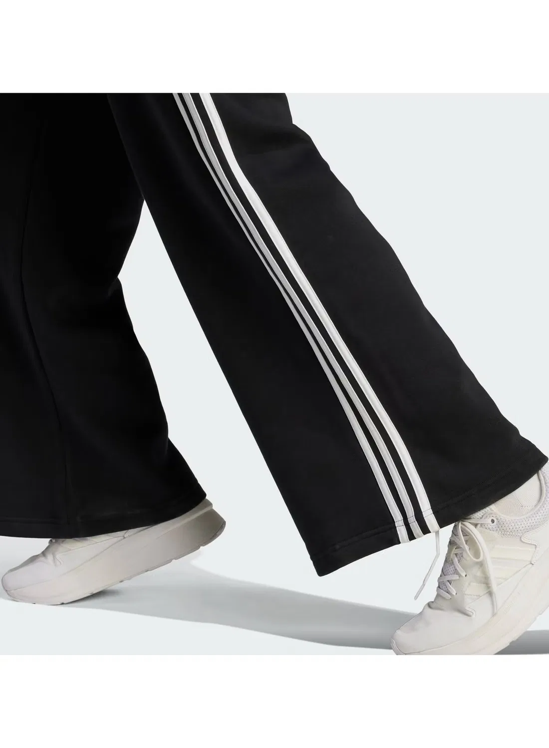 Широкие штаны из флиса с тремя полосками Adidas, черный — фото 4