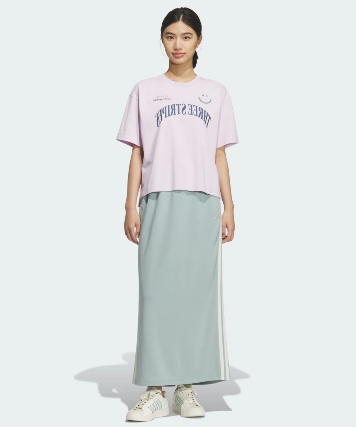 Женская юбка с тремя полосками Climacool Relaxed Fit Adidas, Зеленый — фото 3