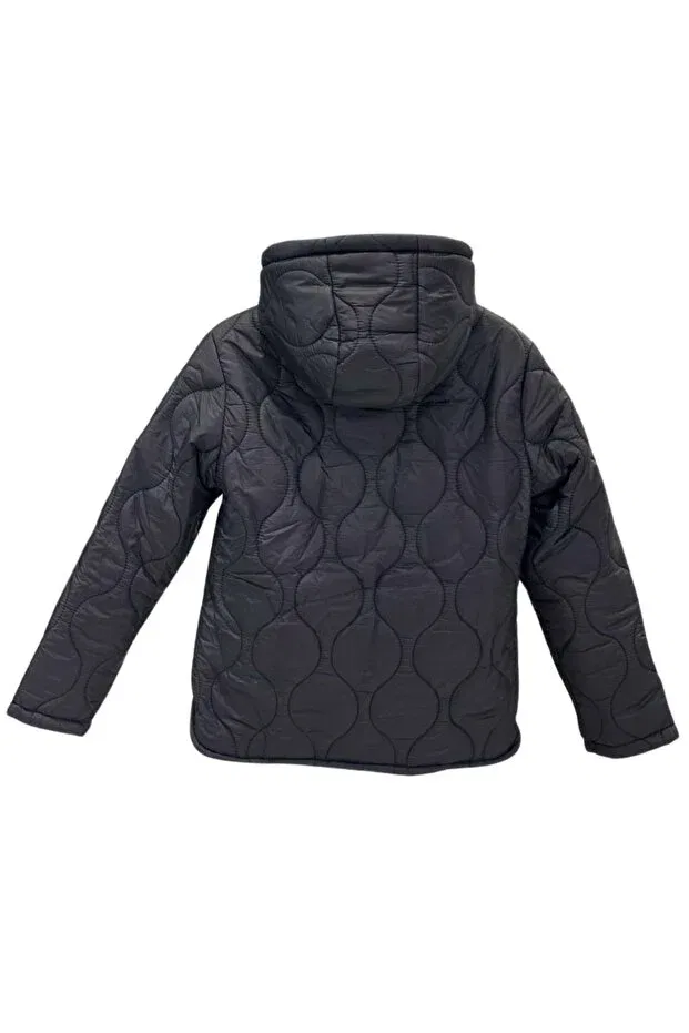 Детское пальто для девочек с капюшоном Wakawakakidsstore, Black — фото 2