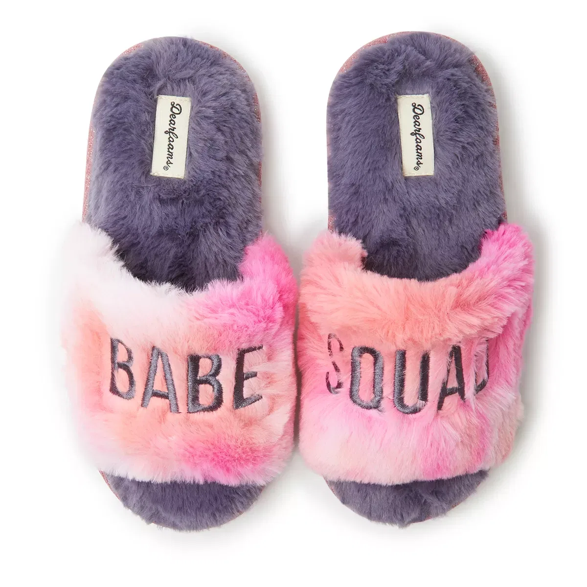 Детские тапочки-слайды с мехом Lana Fuzzy Slide Slipper Dearfoams, Babe Squad