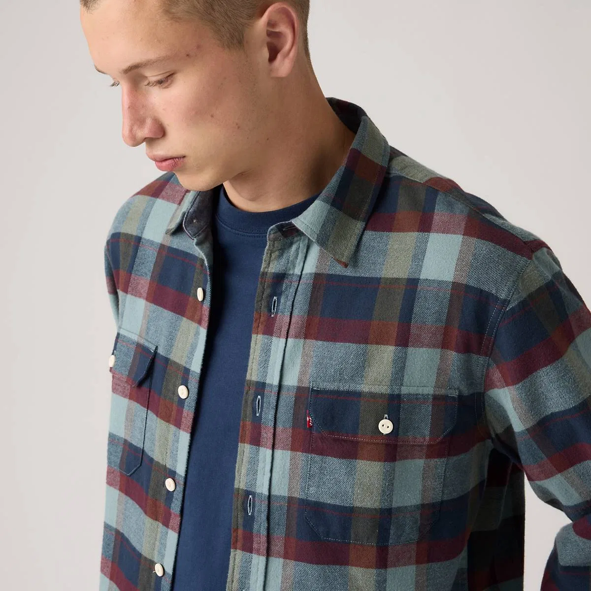 Классический непринужденный рабочий стиль в фланелевой рубашке Levi's, Medina Plaid Nightfall Navy - Multi-Color — фото 2