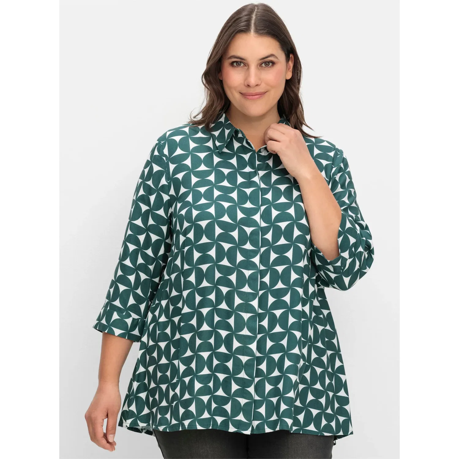 Женская блузка с принтом Sheego, Dark Green Patterned
