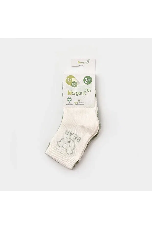 Детские носки для новорожденных хлопковые Bear 2 pack Biorganic, Green — фото 2