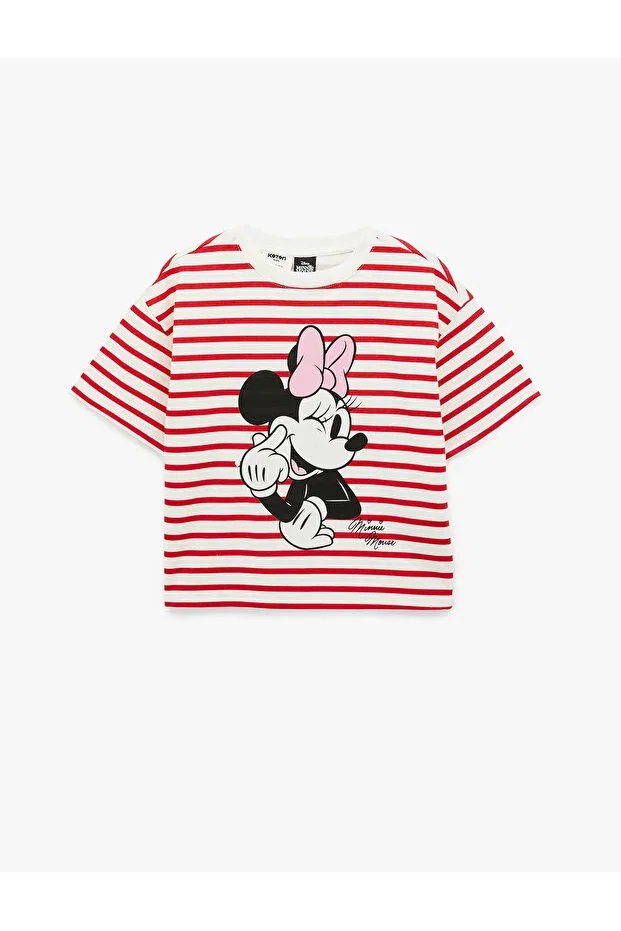 Детская футболка для девочек с принтом Minnie Mouse Koton, Red Striped