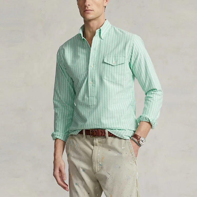Мужская рубашка поло с коротким рукавом Polo Ralph Lauren, Green White Multicolor — фото 3