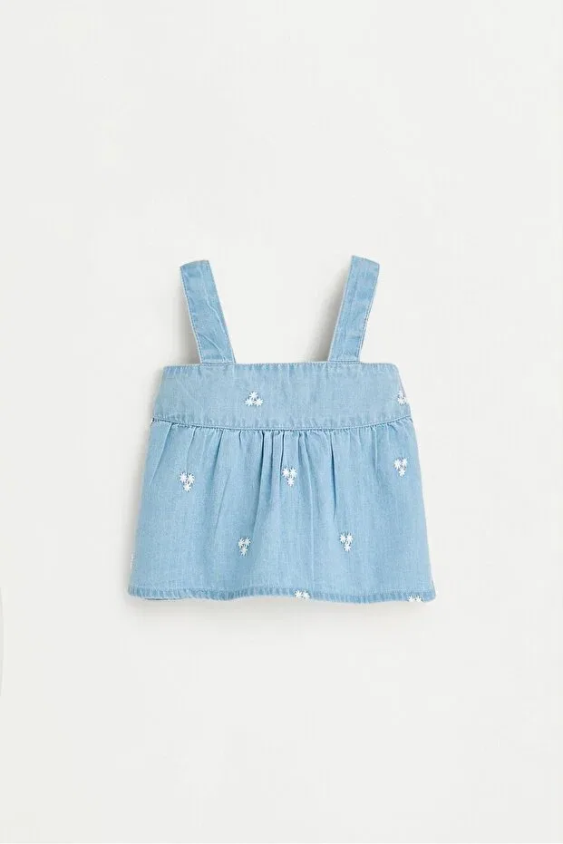 Детское платье для девочек джинсовое Embroidered Denim Top Lefties, Light Blue