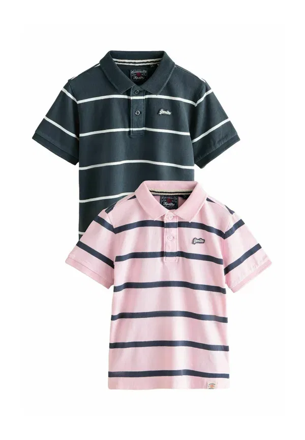 Комплект из 2 поло, хлопок, Regular fit, Superdry & Co, navy, pink, темно-синий/розовый