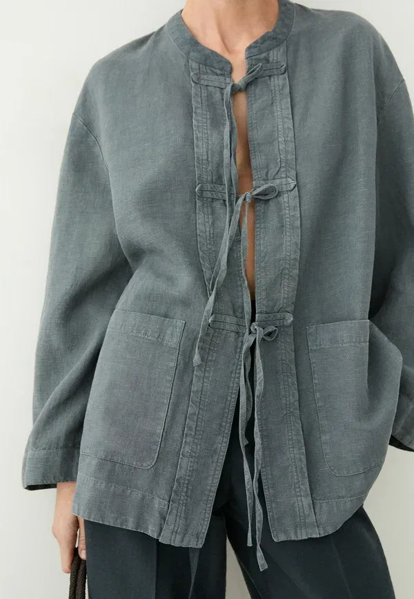 Блуза свободного кроя Blouse Massimo Dutti, синий — фото 3
