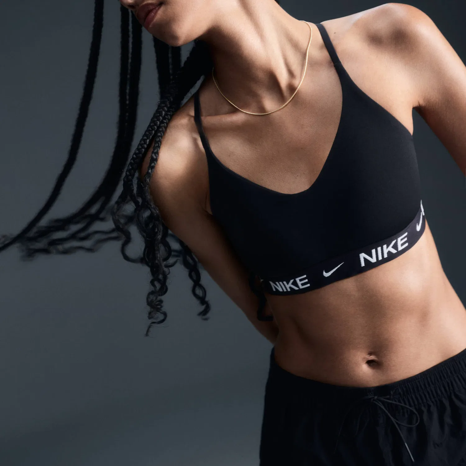 Женское спортивное топ-бра быстросохнущий Nike, Black/Black/White