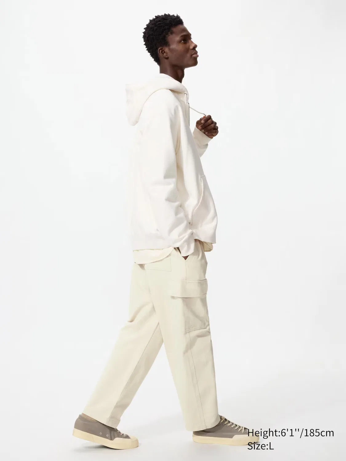 Брюки-карго Uniqlo, удобные брюки из джерси, кремовый