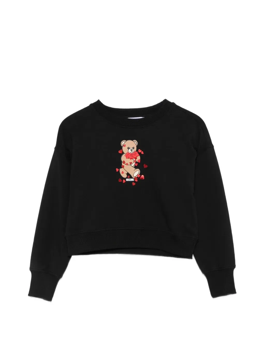 Толстовка с принтом сердца и мишки Teddy Bear Moschino Kids, черный