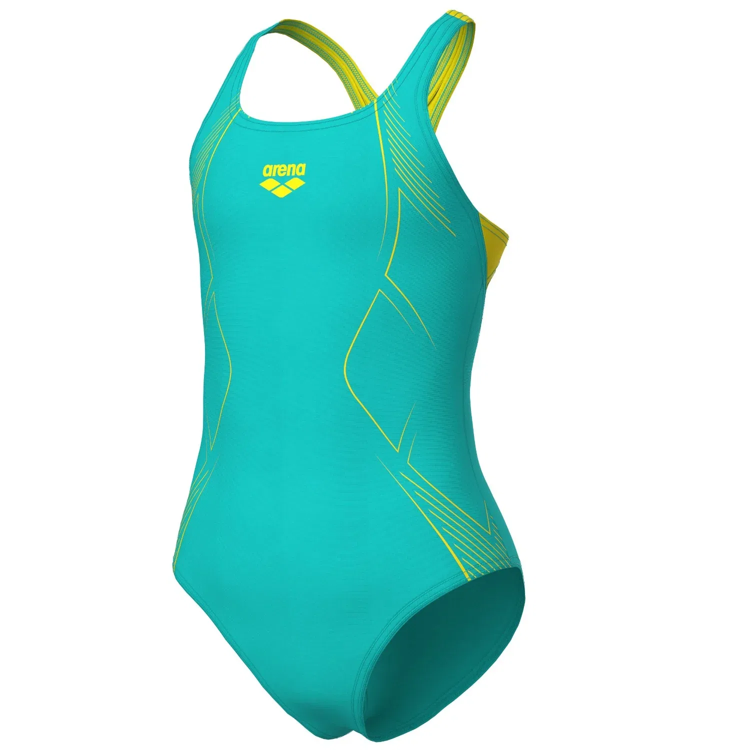 Купальник слитный с принтом Graphic Swim Pro Back Arena, бирюзовый