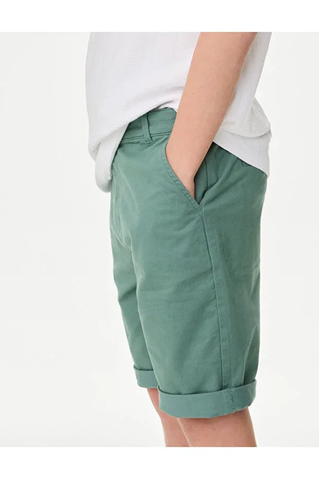 Детские шорты для мальчиков хлопковые Chino shorts Marks & Spencer, Green — фото 2