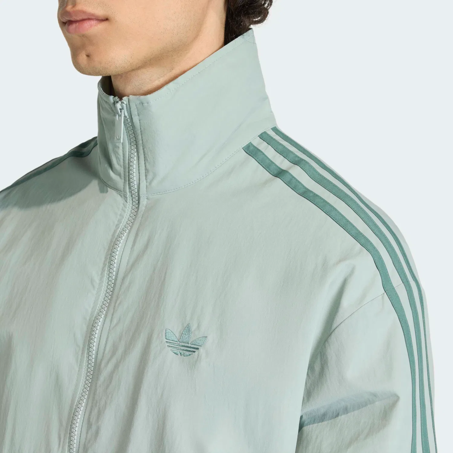 Мужская тренировочная куртка с воротником-стойкой Adidas Originals, Wonder Sage/Tech Emerald — фото 4