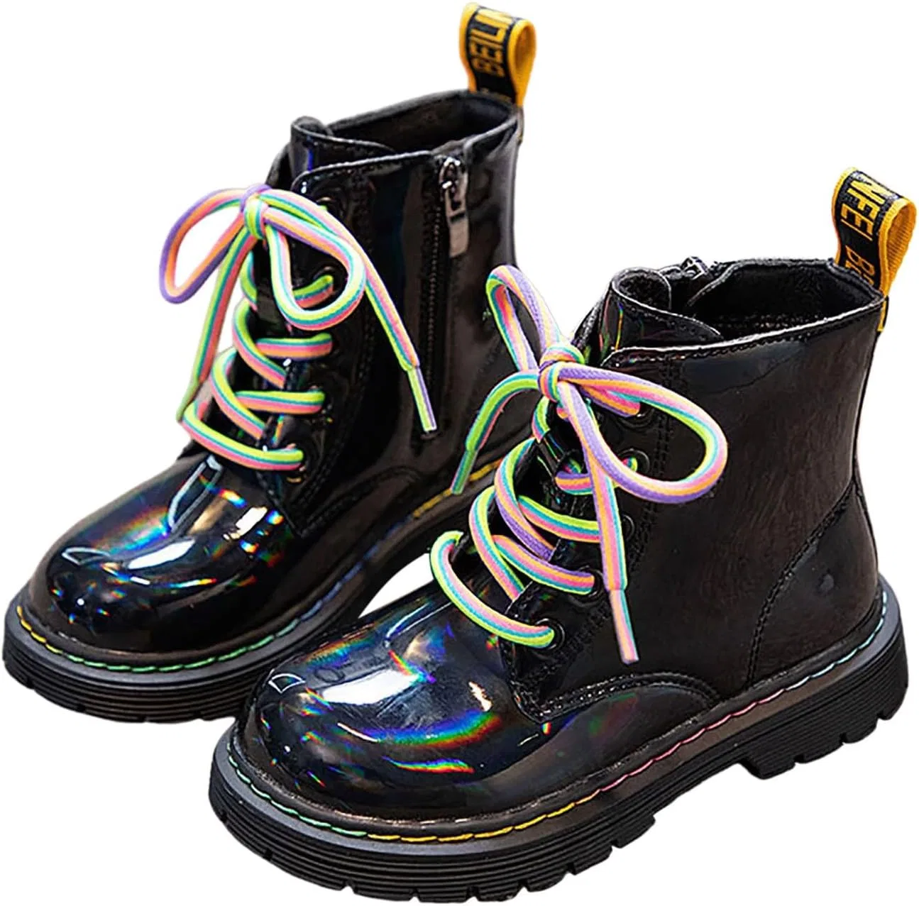 Детские ботинки для девочек с круглым носком и рифленой подошвой Girls Combat Ankle Boots, Multicolour