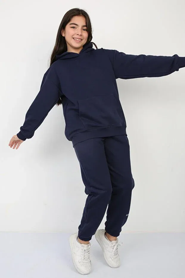 Детское худи для девочек хлопковое Replix, Navy Blue — фото 4