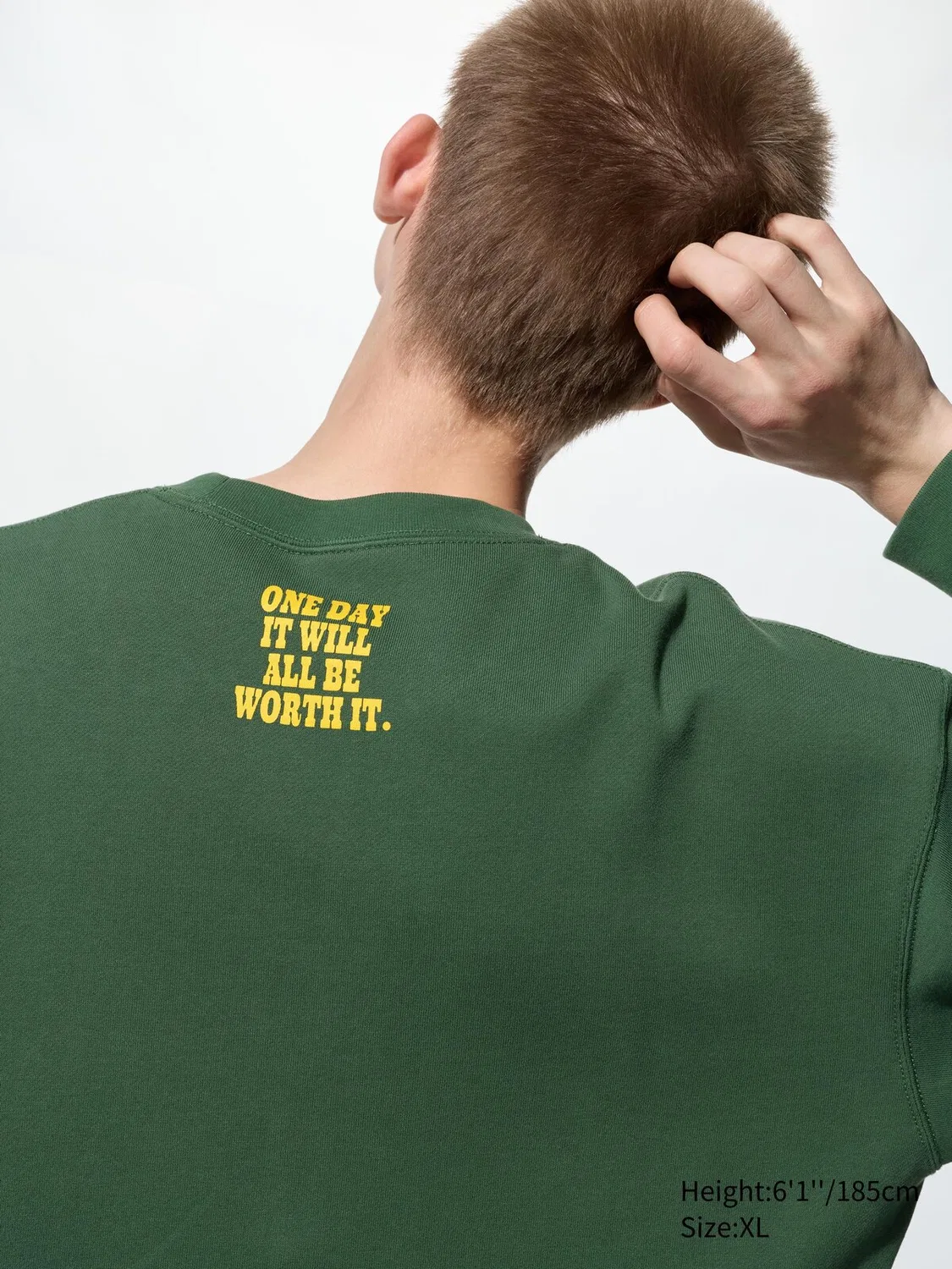 Толстовка Uniqlo, с принтом Peanuts, оливковый — фото 2