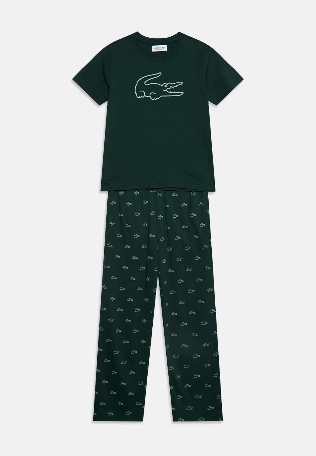 Комплект пижамы-комбинезона унисекс с футболкой и штанами для сна Lacoste, Sinople