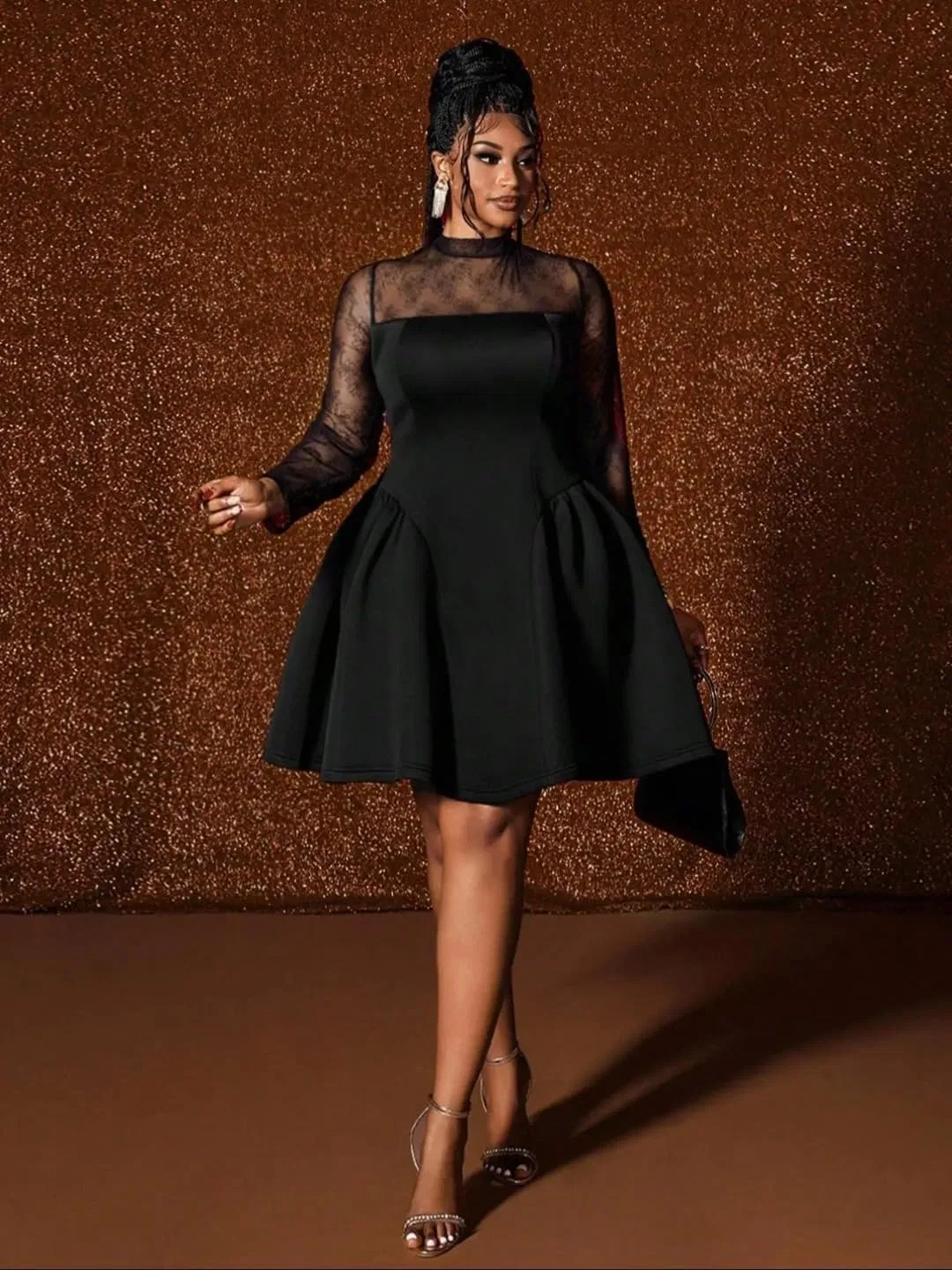 Женское платье с одним плечом силуэт песочные часы, Black — фото 3