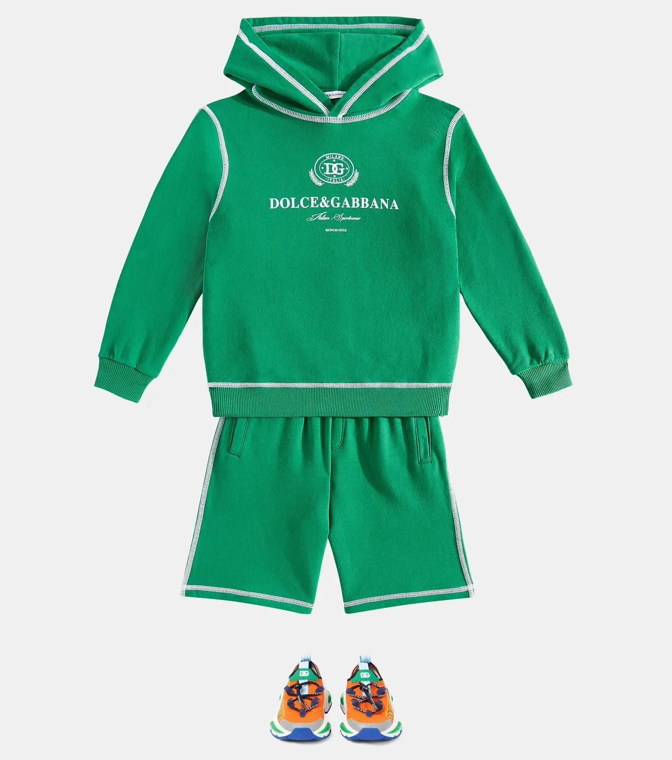 Худи из хлопка с логотипом Dolce&Gabbana Kids, зеленый — фото 2