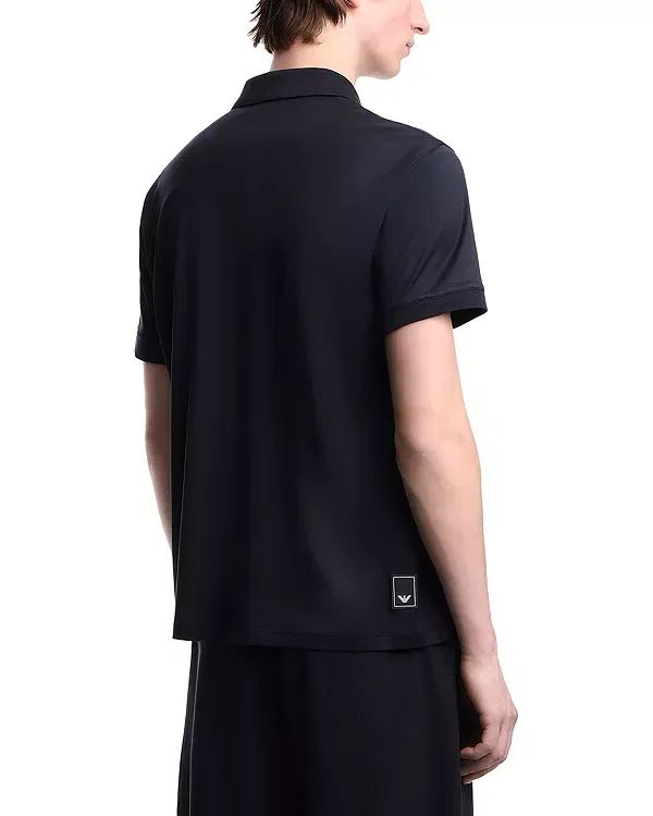 Мужская рубашка поло с застежкой-молнией Regular fit zip polo shirt Emporio Armani, Navy Blue — фото 3