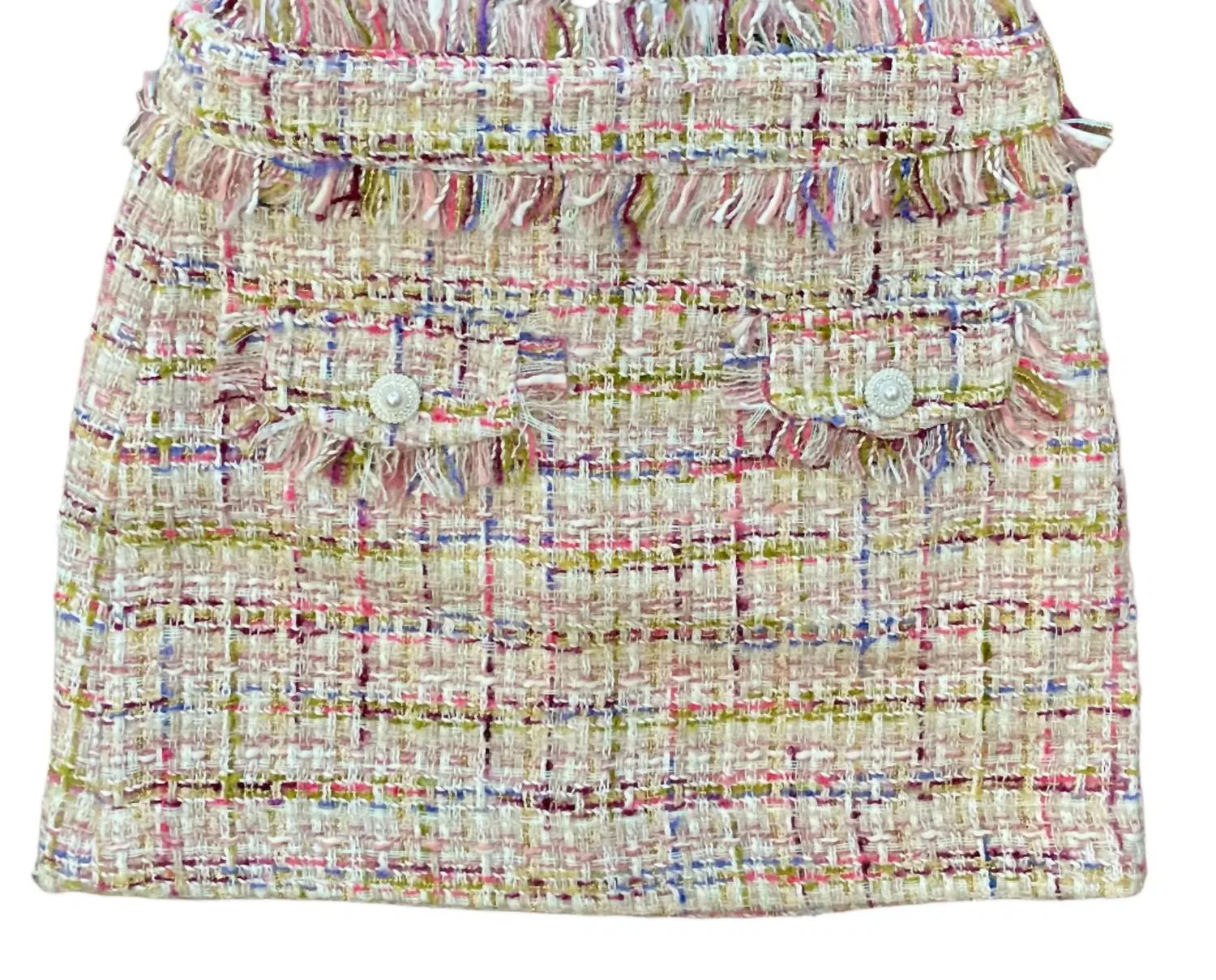 Детская юбка в клетку с бахромой по поясу Lurx Boucle KatieJnyc, Pink Multi