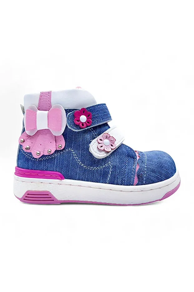 Детские ботинки для девочек на плоском ходу Beebron, Jeans Blue (Fur) — фото 3