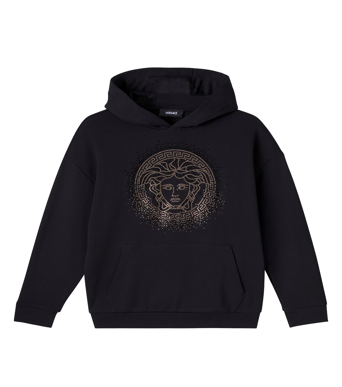 

Худи из хлопкового флиса с вышивкой Medusa Versace Kids, Black+Gold+Silver