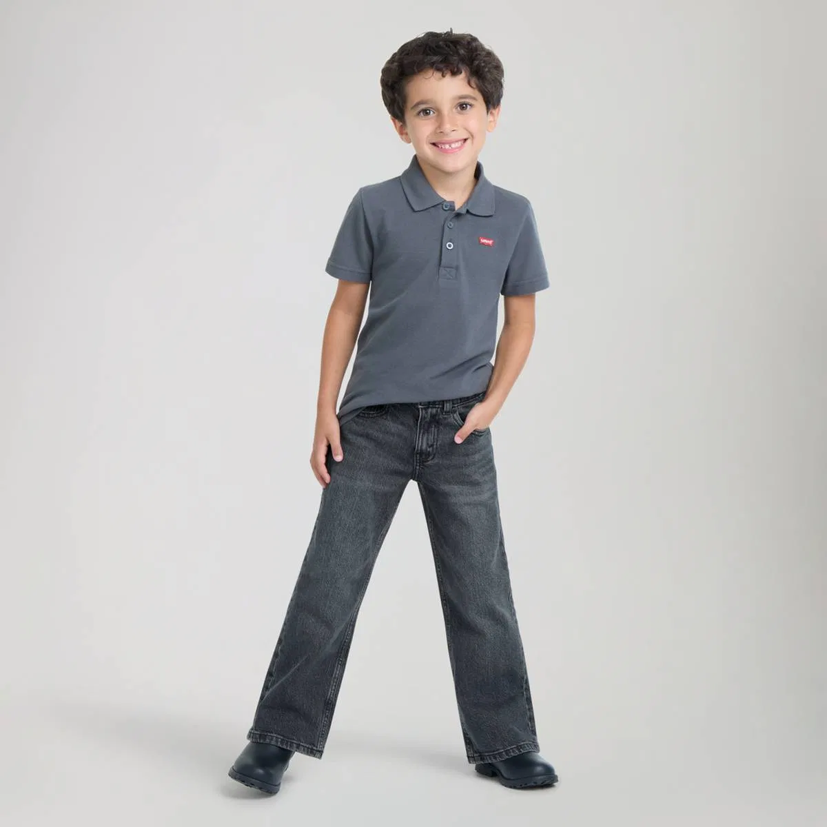 Свободные джинсы-клеш для мальчиков 4-7 лет Levi's, All Night - Dark Wash