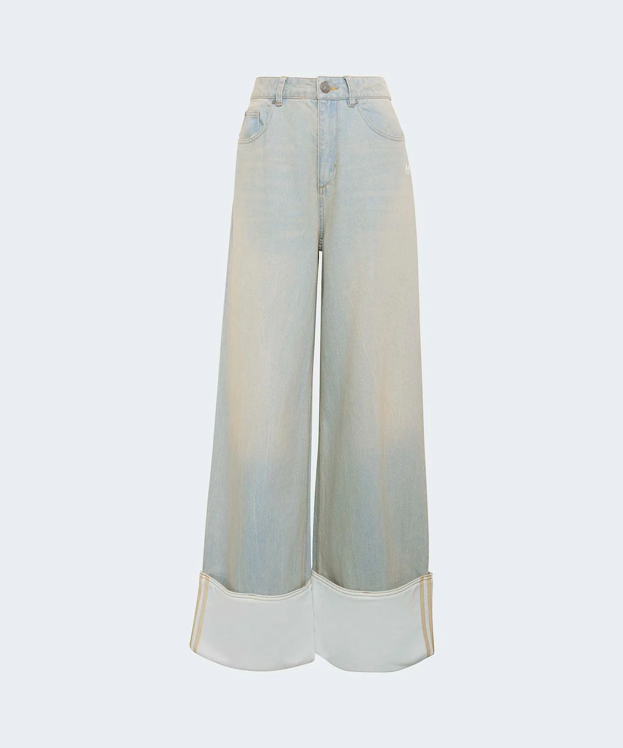 Мужские джинсы с принтом Wide Leg Vintage Adidas, Light Blue — фото 2