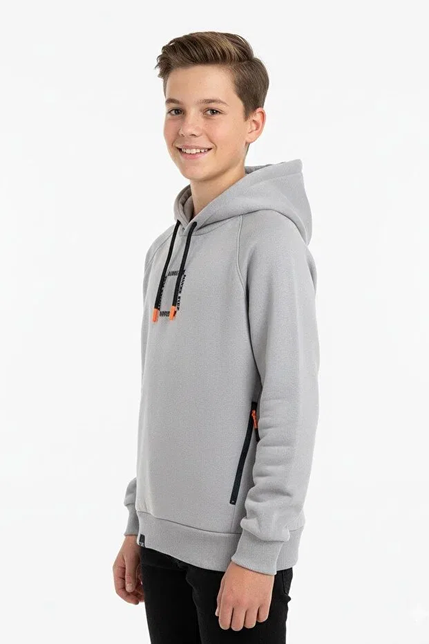 Детское худи для мальчиков оверсайз с капюшоном Newkids, Gray — фото 3