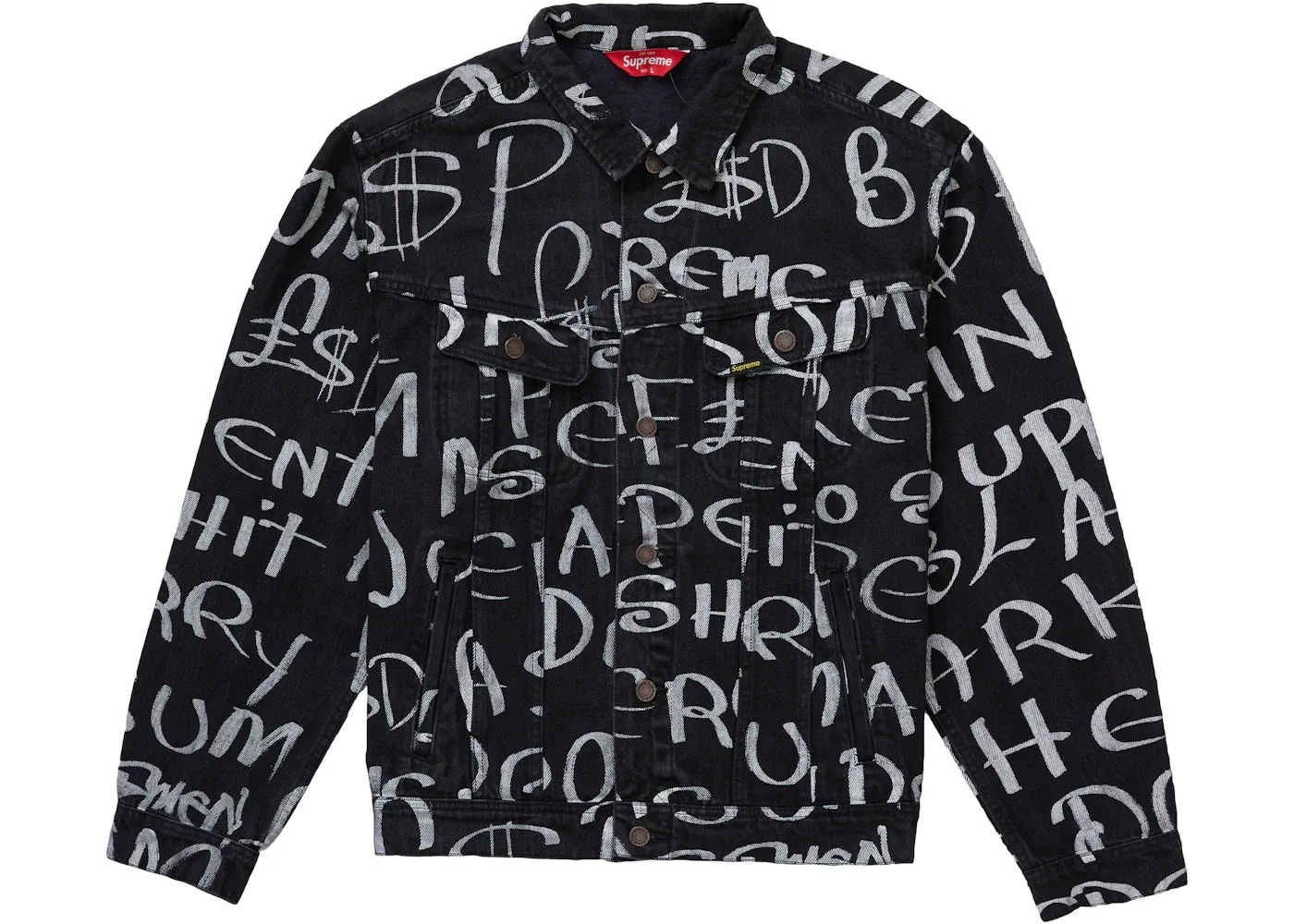 Мужская джинсовая куртка-тракер с принтом Supreme Black Ark Denim Trucker Jacket Supreme, Black