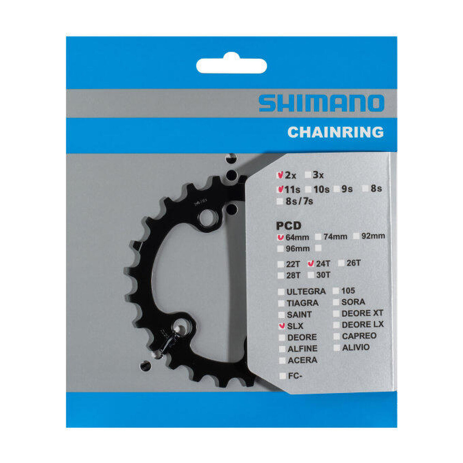 

Передняя звезда MTB находится внутри Shimano 4BRA SLX M7000 11V., черный / черный / черный