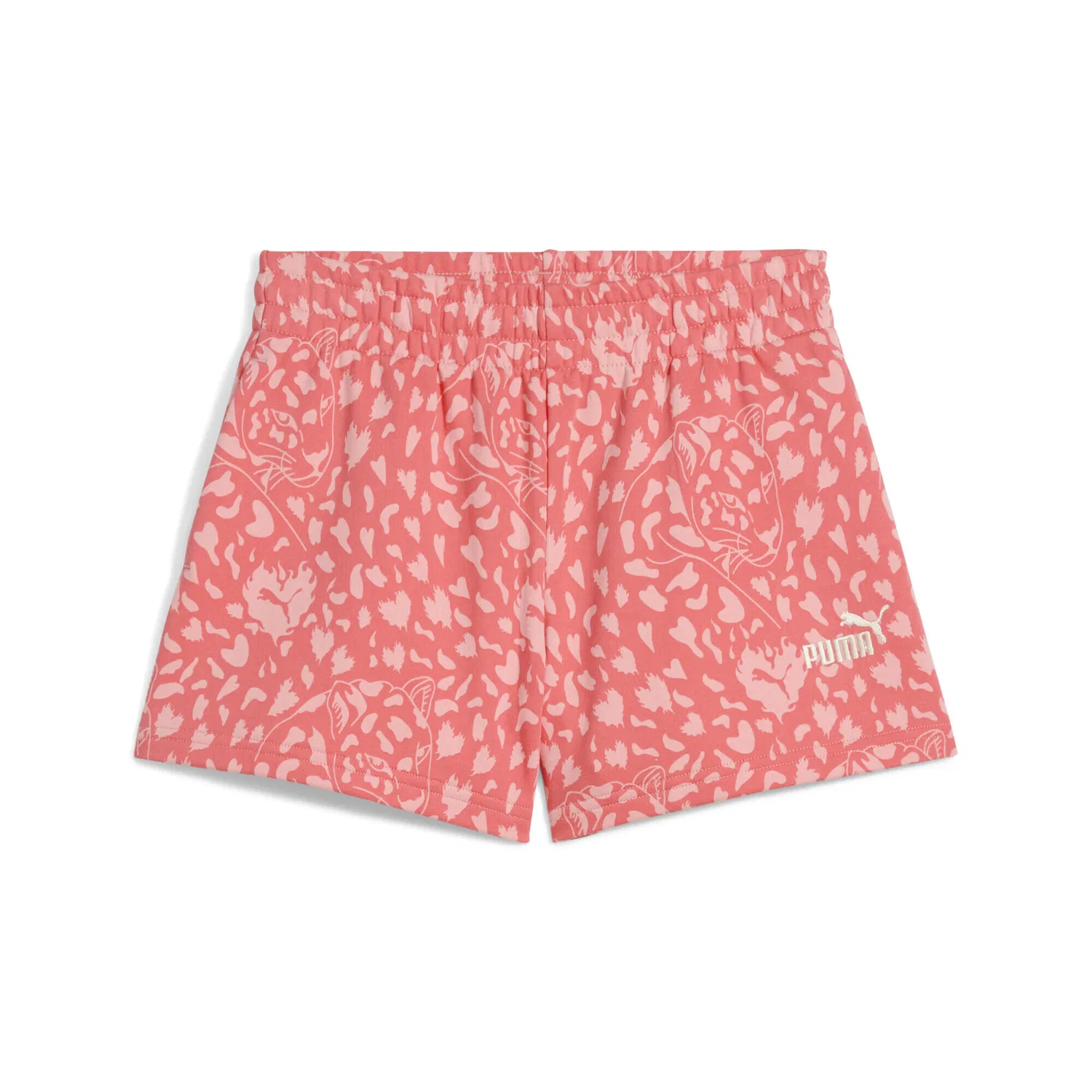 Детские шорты с принтом Flaming Love Puma, Peach Frost Red
